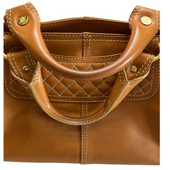 CELINE Boogie Bag Quilted Leather Satchel Caramel Gold Hardware CE00/15 Italy - Picture 12 of 16